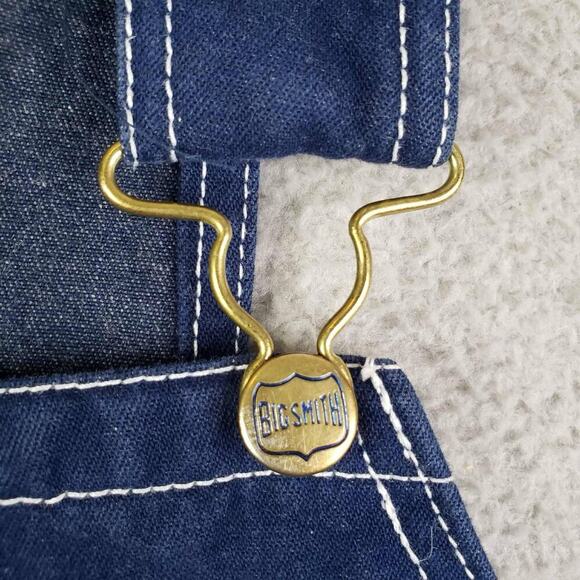 Big Smith Men's Carpenter Bib Overalls Size 40x32 Dark Wash Denim Cotton Farm - Picture 6 of 11